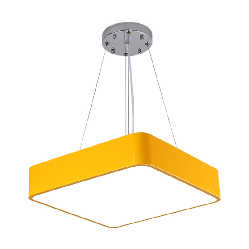 Square Kindergarten Chandelier Lamp Acrylic Nordic Style LED Pendant Light Kit in Yellow/Red/Blue Clearhalo 'Ceiling Lights' 'Chandeliers' Lighting' options 1908314