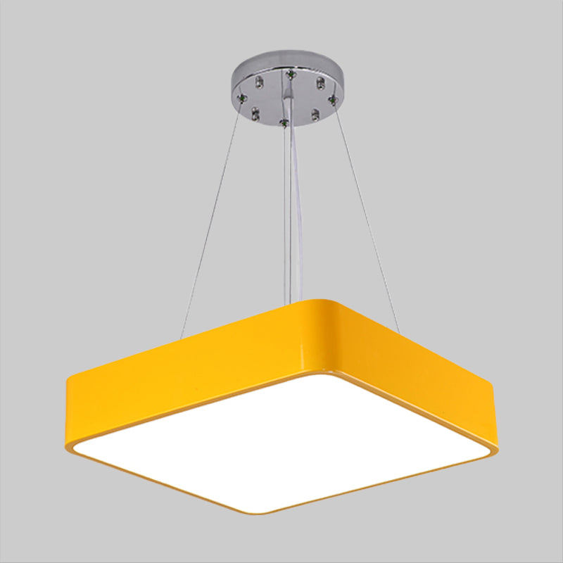 Square Kindergarten Chandelier Lamp Acrylic Nordic Style LED Pendant Light Kit in Yellow/Red/Blue Clearhalo 'Ceiling Lights' 'Chandeliers' Lighting' options 1908315