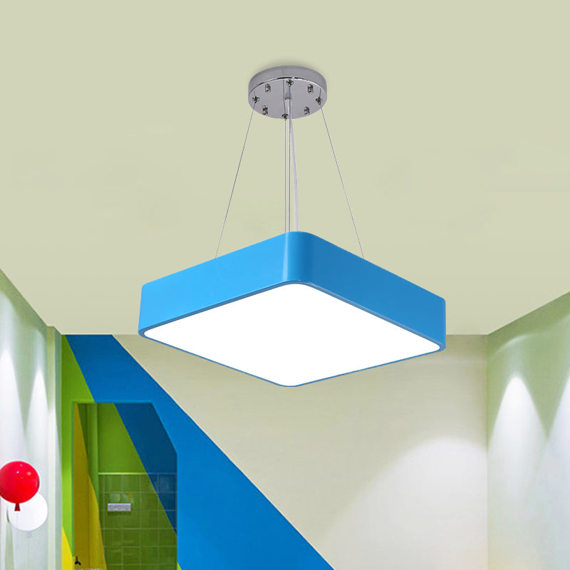 Square Kindergarten Chandelier Lamp Acrylic Nordic Style LED Pendant Light Kit in Yellow/Red/Blue Clearhalo 'Ceiling Lights' 'Chandeliers' Lighting' options 1908316