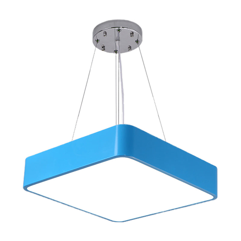 Square Kindergarten Chandelier Lamp Acrylic Nordic Style LED Pendant Light Kit in Yellow/Red/Blue Clearhalo 'Ceiling Lights' 'Chandeliers' Lighting' options 1908318
