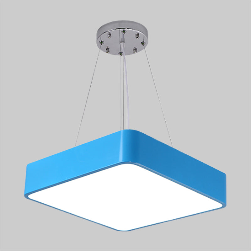 Square Kindergarten Chandelier Lamp Acrylic Nordic Style LED Pendant Light Kit in Yellow/Red/Blue Clearhalo 'Ceiling Lights' 'Chandeliers' Lighting' options 1908319