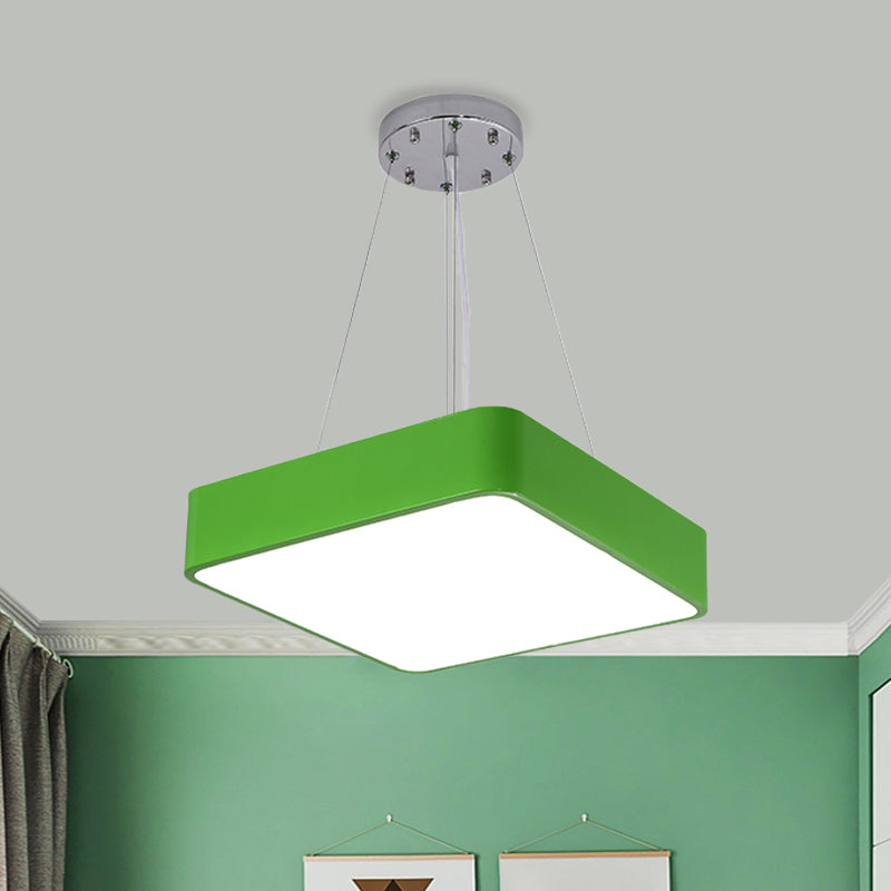 Square Kindergarten Chandelier Lamp Acrylic Nordic Style LED Pendant Light Kit in Yellow/Red/Blue Green Clearhalo 'Ceiling Lights' 'Chandeliers' Lighting' options 1908320_5f0146a4-22d3-4b74-87ee-1942840190c3
