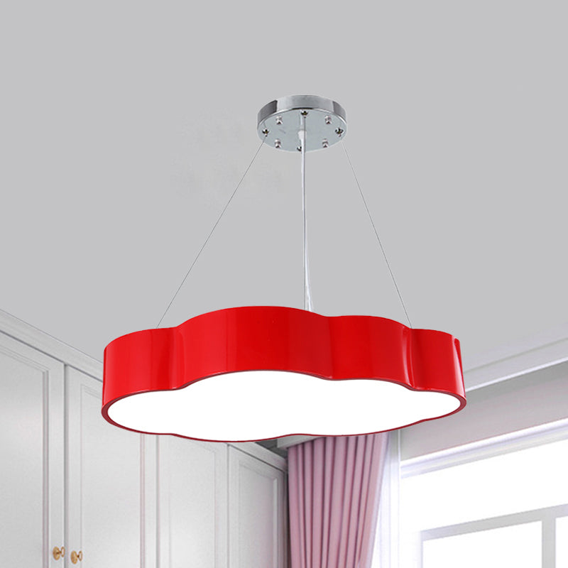 Modernist Cloud Suspension Lighting Acrylic LED Playroom Ceiling Chandelier in Red/Yellow/Green Red Clearhalo 'Ceiling Lights' 'Chandeliers' Lighting' options 1908324_29306e20-935d-4cd1-bbf4-41297a8b9df9
