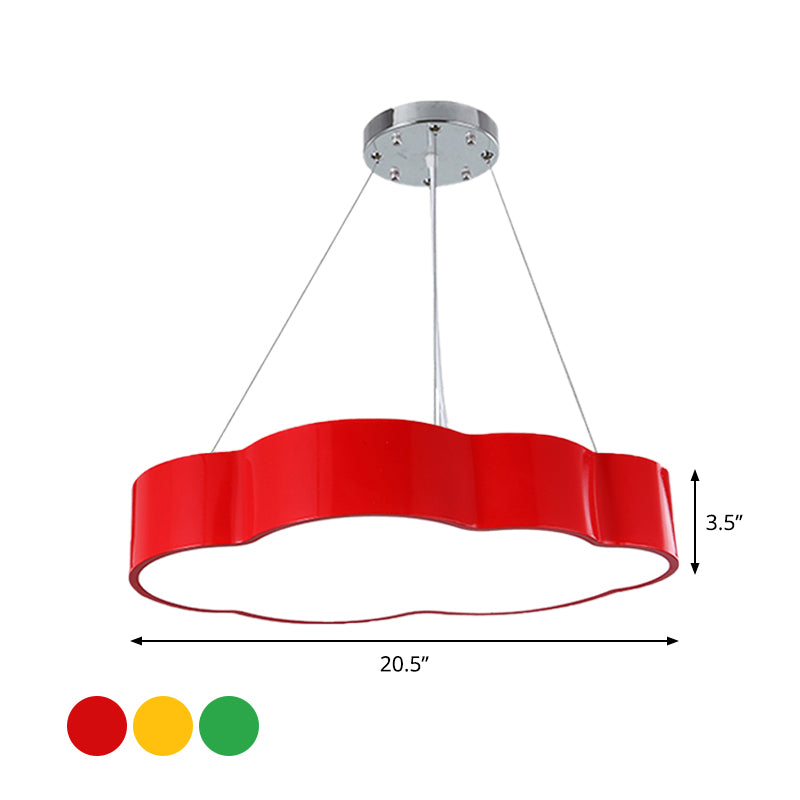 Modernist Cloud Suspension Lighting Acrylic LED Playroom Ceiling Chandelier in Red/Yellow/Green Clearhalo 'Ceiling Lights' 'Chandeliers' Lighting' options 1908327