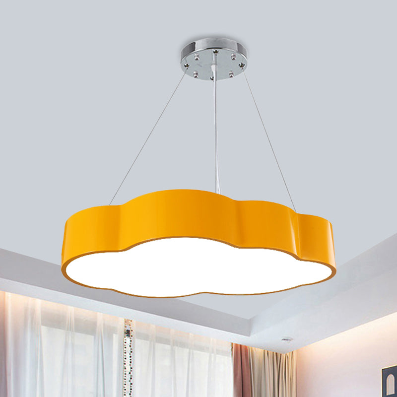 Modernist Cloud Suspension Lighting Acrylic LED Playroom Ceiling Chandelier in Red/Yellow/Green Yellow Clearhalo 'Ceiling Lights' 'Chandeliers' Lighting' options 1908328_91d7df40-a76c-4d3c-9b59-29e411b3f29d