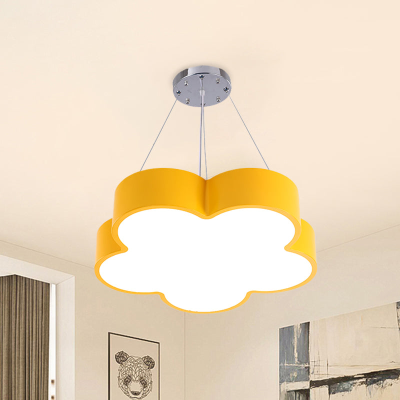 Kids LED Pendant Light Kit Yellow/Blue/Green Flower Chandelier Lamp Fixture with Acrylic Shade Clearhalo 'Ceiling Lights' 'Chandeliers' Lighting' options 1908356