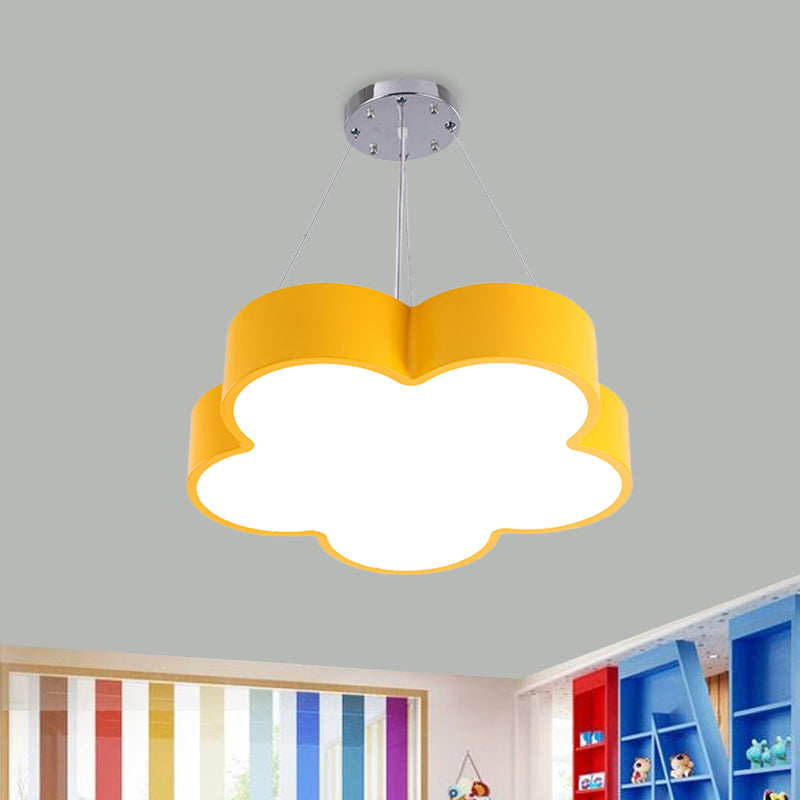 Kids LED Pendant Light Kit Yellow/Blue/Green Flower Chandelier Lamp Fixture with Acrylic Shade Clearhalo 'Ceiling Lights' 'Chandeliers' Lighting' options 1908357