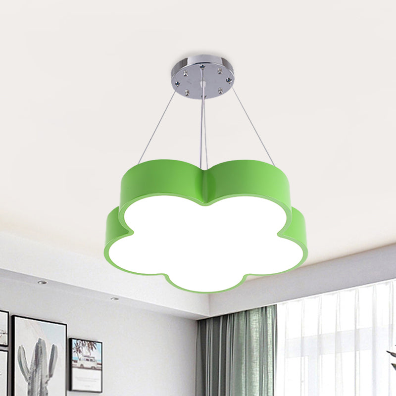Kids LED Pendant Light Kit Yellow/Blue/Green Flower Chandelier Lamp Fixture with Acrylic Shade Green Clearhalo 'Ceiling Lights' 'Chandeliers' Lighting' options 1908364_8d03584e-cb77-4cd7-a49a-3d5f89183c2a