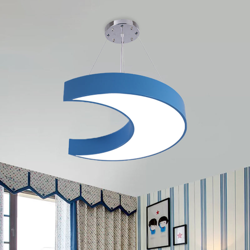 LED Corridor Ceiling Chandelier Creative Yellow/Blue Pendant Light with Crescent Acrylic Shade Blue Clearhalo 'Ceiling Lights' 'Chandeliers' Lighting' options 1908368_e59bca3a-75ee-49b3-b4e8-761d247050e5