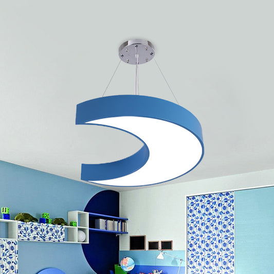 LED Corridor Ceiling Chandelier Creative Yellow/Blue Pendant Light with Crescent Acrylic Shade Clearhalo 'Ceiling Lights' 'Chandeliers' Lighting' options 1908369