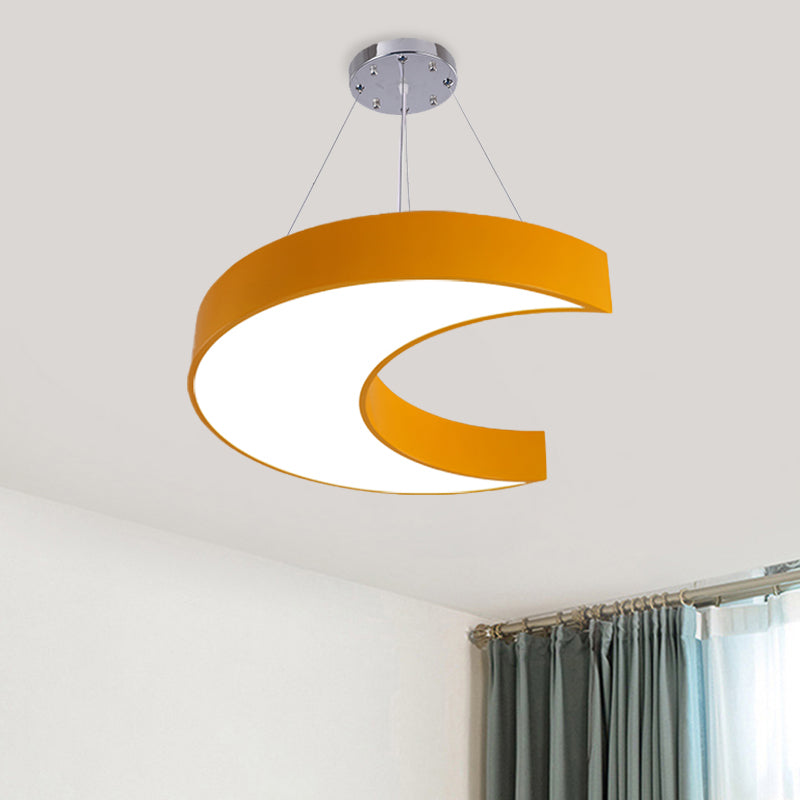 LED Corridor Ceiling Chandelier Creative Yellow/Blue Pendant Light with Crescent Acrylic Shade Clearhalo 'Ceiling Lights' 'Chandeliers' Lighting' options 1908372