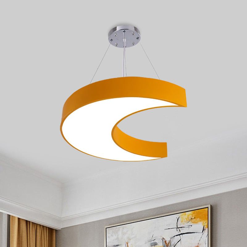 LED Corridor Ceiling Chandelier Creative Yellow/Blue Pendant Light with Crescent Acrylic Shade Clearhalo 'Ceiling Lights' 'Chandeliers' Lighting' options 1908373