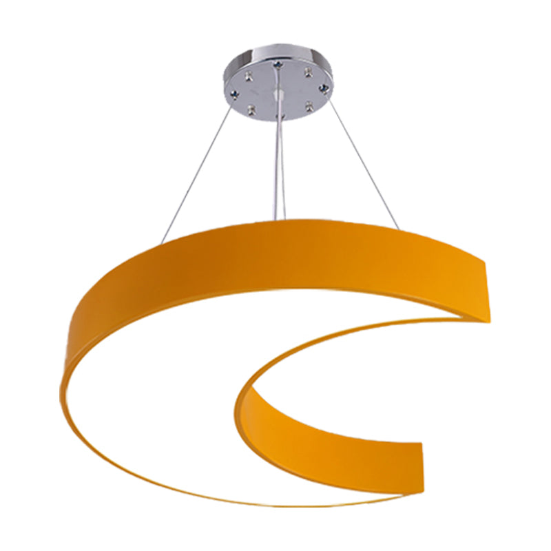 LED Corridor Ceiling Chandelier Creative Yellow/Blue Pendant Light with Crescent Acrylic Shade Clearhalo 'Ceiling Lights' 'Chandeliers' Lighting' options 1908374