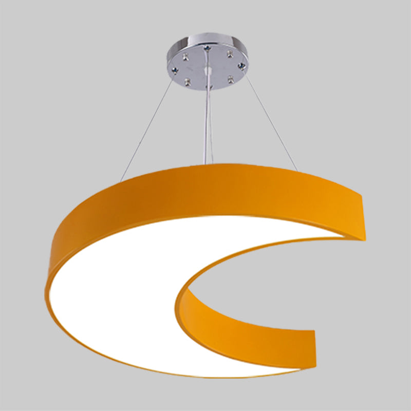 LED Corridor Ceiling Chandelier Creative Yellow/Blue Pendant Light with Crescent Acrylic Shade Clearhalo 'Ceiling Lights' 'Chandeliers' Lighting' options 1908375