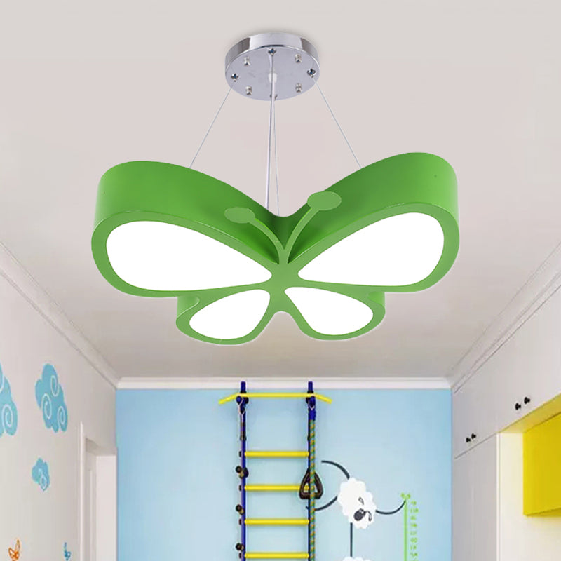 Kids Style Butterfly Chandelier Light Acrylic LED Hallway Ceiling Hang Fixture in Red/Blue/Yellow Clearhalo 'Ceiling Lights' 'Chandeliers' Lighting' options 1908480