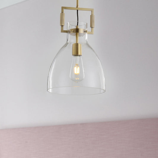 Modernism Globe/Cylinder/Triangle Hanging Light Clear Glass 1 Head Ceiling Suspension Lamp for Dining Room Clearhalo 'Ceiling Lights' 'Close To Ceiling Lights' 'Glass shade' 'Glass' 'Pendant Lights' 'Pendants' Lighting' 1908626