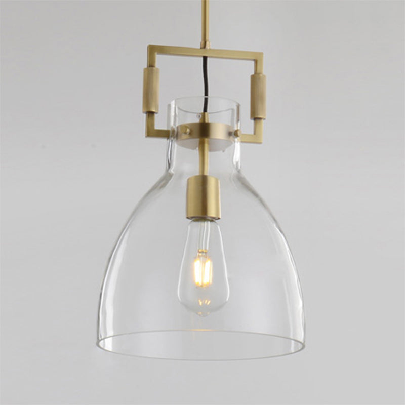 Modernism Globe/Cylinder/Triangle Hanging Light Clear Glass 1 Head Ceiling Suspension Lamp for Dining Room Clearhalo 'Ceiling Lights' 'Close To Ceiling Lights' 'Glass shade' 'Glass' 'Pendant Lights' 'Pendants' Lighting' 1908627