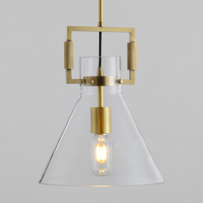 Modernism Globe/Cylinder/Triangle Hanging Light Clear Glass 1 Head Ceiling Suspension Lamp for Dining Room Clearhalo 'Ceiling Lights' 'Close To Ceiling Lights' 'Glass shade' 'Glass' 'Pendant Lights' 'Pendants' Lighting' 1908631