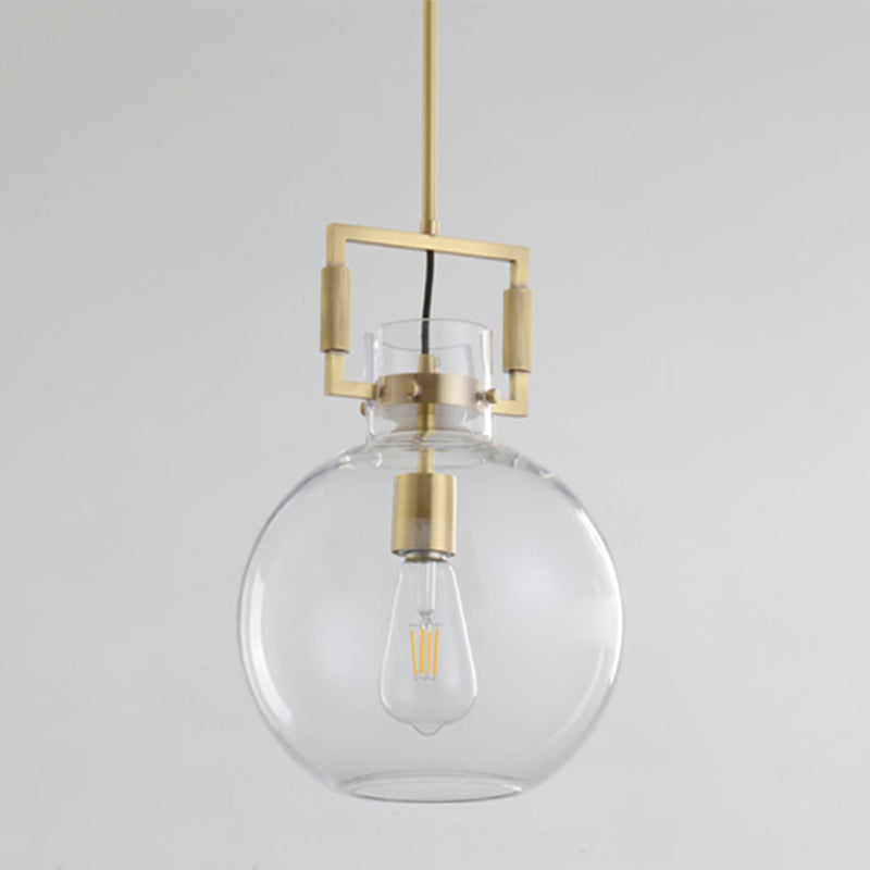 Modernism Globe/Cylinder/Triangle Hanging Light Clear Glass 1 Head Ceiling Suspension Lamp for Dining Room Clearhalo 'Ceiling Lights' 'Close To Ceiling Lights' 'Glass shade' 'Glass' 'Pendant Lights' 'Pendants' Lighting' 1908635
