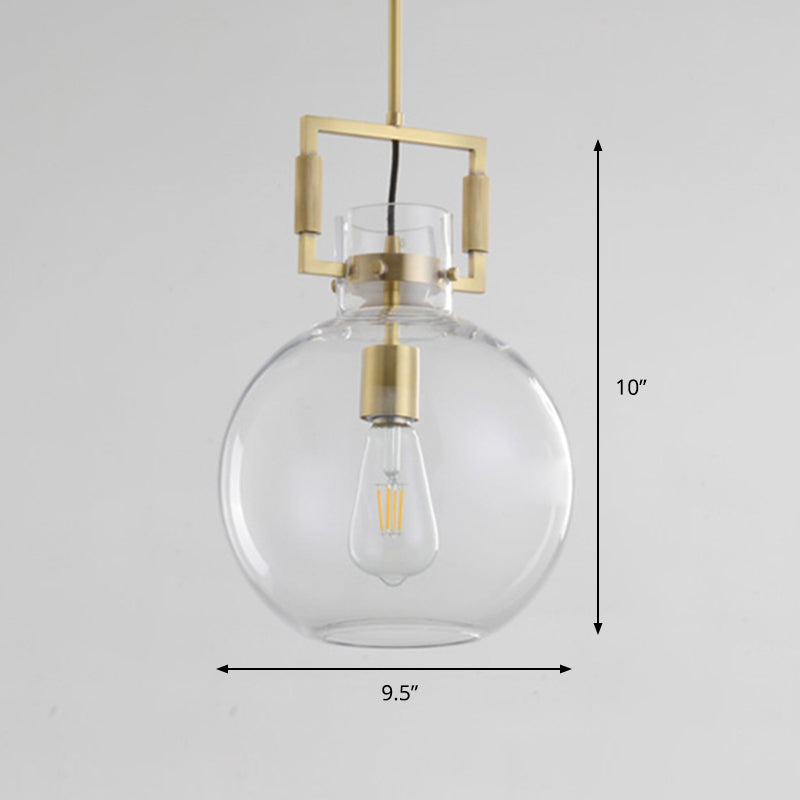 Modernism Globe/Cylinder/Triangle Hanging Light Clear Glass 1 Head Ceiling Suspension Lamp for Dining Room Clearhalo 'Ceiling Lights' 'Close To Ceiling Lights' 'Glass shade' 'Glass' 'Pendant Lights' 'Pendants' Lighting' 1908636