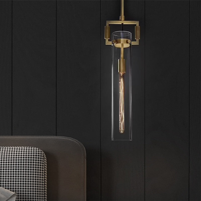 Modernism Globe/Cylinder/Triangle Hanging Light Clear Glass 1 Head Ceiling Suspension Lamp for Dining Room Clearhalo 'Ceiling Lights' 'Close To Ceiling Lights' 'Glass shade' 'Glass' 'Pendant Lights' 'Pendants' Lighting' 1908638