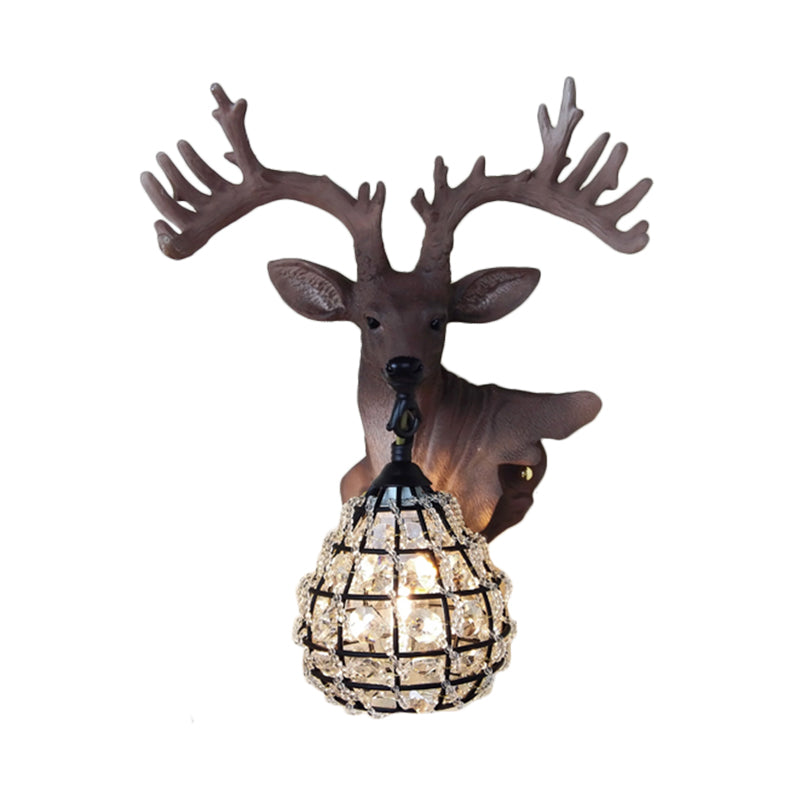 Resin Elk Wall Sconce Traditional 1 Light Bedroom Wall Lighting Fixture in Black/Gold, Left/Right Clearhalo 'Wall Lamps & Sconces' 'Wall Lights' Lighting' 1908940