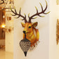 Brown Faux Deer Head Sconce Lamp Farmhouse Resin 16"/21" Wide 1 Bulb Living Room Wall Mounted Light with Drop Crystal Shade Clearhalo 'Wall Lamps & Sconces' 'Wall Lights' Lighting' 1909153
