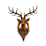 Brown Faux Deer Head Sconce Lamp Farmhouse Resin 16"/21" Wide 1 Bulb Living Room Wall Mounted Light with Drop Crystal Shade Clearhalo 'Wall Lamps & Sconces' 'Wall Lights' Lighting' 1909154