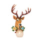 Rural Elk Head Sconce 1 Bulb Resin Wall Mounted Lighting in White/Wood with Flower Decor and Globe Crystal Shade, Left/Right Clearhalo 'Wall Lamps & Sconces' 'Wall Lights' Lighting' 1909180