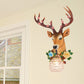 Rural Elk Head Sconce 1 Bulb Resin Wall Mounted Lighting in White/Wood with Flower Decor and Globe Crystal Shade, Left/Right Wood Left Clearhalo 'Wall Lamps & Sconces' 'Wall Lights' Lighting' 1909181