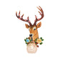 Rural Elk Head Sconce 1 Bulb Resin Wall Mounted Lighting in White/Wood with Flower Decor and Globe Crystal Shade, Left/Right Clearhalo 'Wall Lamps & Sconces' 'Wall Lights' Lighting' 1909183