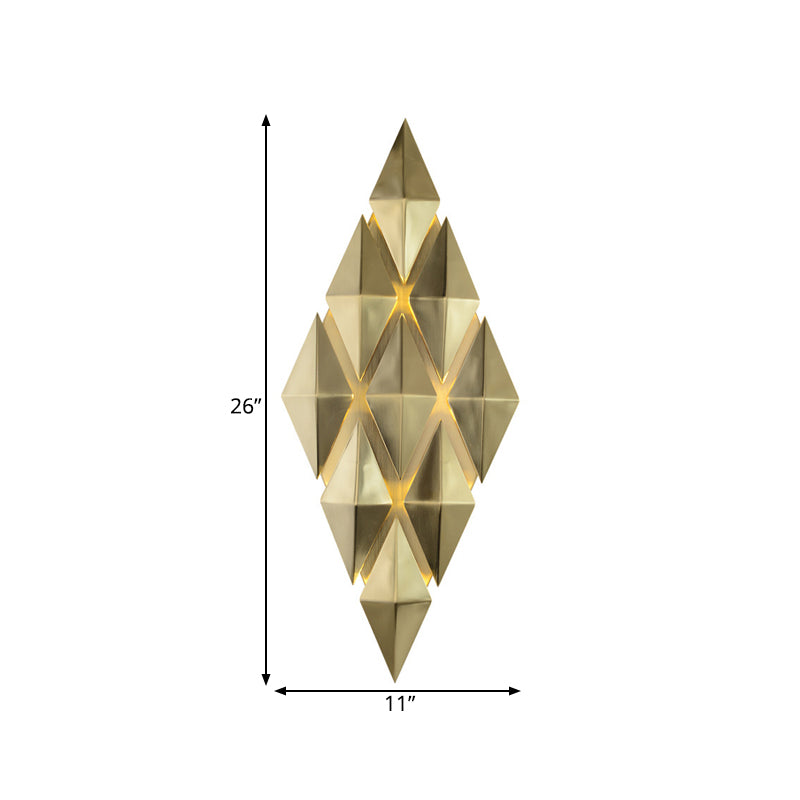 7"/11" W Rhombus Metal Sconce Light Colonial Style 9/4-Light Golden Wall Mounted Lighting Fixture Clearhalo 'Wall Lamps & Sconces' 'Wall Lights' Lighting' 1909237