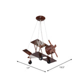 Kids Single-Blue Chandelier Coffee Finish Biplane Ceiling Suspension Lamp with Opal Glass Shade Clearhalo 'Ceiling Lights' 'Chandeliers' 'Glass shade' 'Glass' 'Pendant Lights' Lighting' 1909439