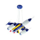 Airplane Suspension Pendant Light Kids White Glass Bedroom LED Chandelier in Red/Blue/Dark Blue Clearhalo 'Ceiling Lights' 'Chandeliers' Lighting' options 1909496