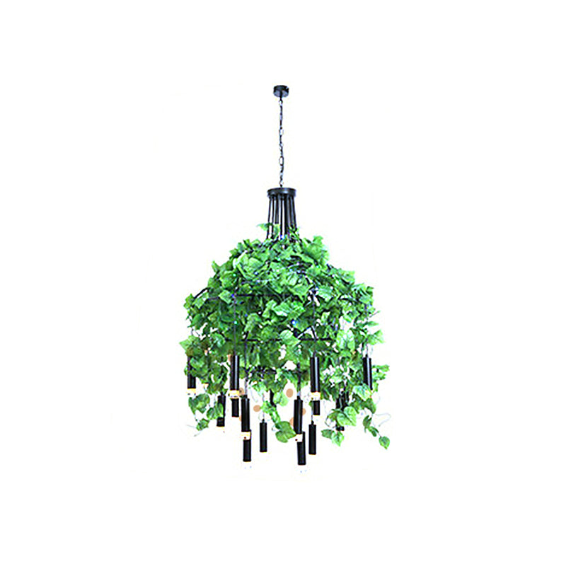 Farmhouse Blossoming Chandelier Lamp Metallic LED Suspension Lighting in Black/Pink/Green for Dining Room Clearhalo 'Cast Iron' 'Ceiling Lights' 'Chandeliers' 'Industrial Chandeliers' 'Industrial' 'Metal' 'Middle Century Chandeliers' 'Rustic Chandeliers' 'Tiffany' Lighting' 1909514