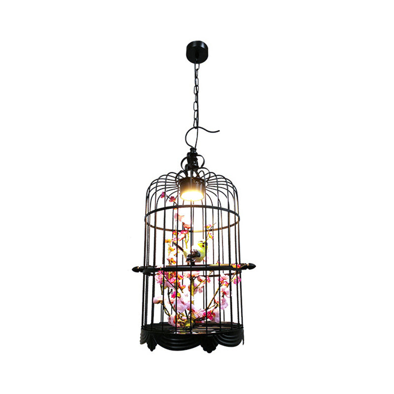 Farmhouse Blossoming Chandelier Lamp Metallic LED Suspension Lighting in Black/Pink/Green for Dining Room Clearhalo 'Cast Iron' 'Ceiling Lights' 'Chandeliers' 'Industrial Chandeliers' 'Industrial' 'Metal' 'Middle Century Chandeliers' 'Rustic Chandeliers' 'Tiffany' Lighting' 1909520
