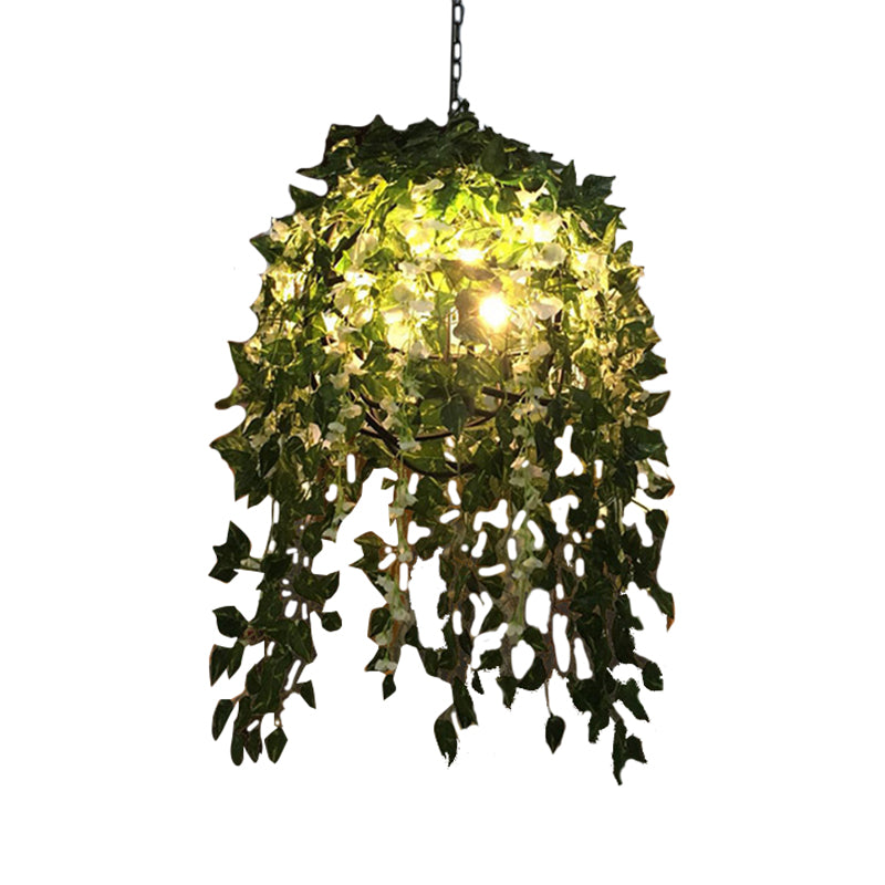 Farmhouse Blossoming Chandelier Lamp Metallic LED Suspension Lighting in Black/Pink/Green for Dining Room Clearhalo 'Cast Iron' 'Ceiling Lights' 'Chandeliers' 'Industrial Chandeliers' 'Industrial' 'Metal' 'Middle Century Chandeliers' 'Rustic Chandeliers' 'Tiffany' Lighting' 1909526