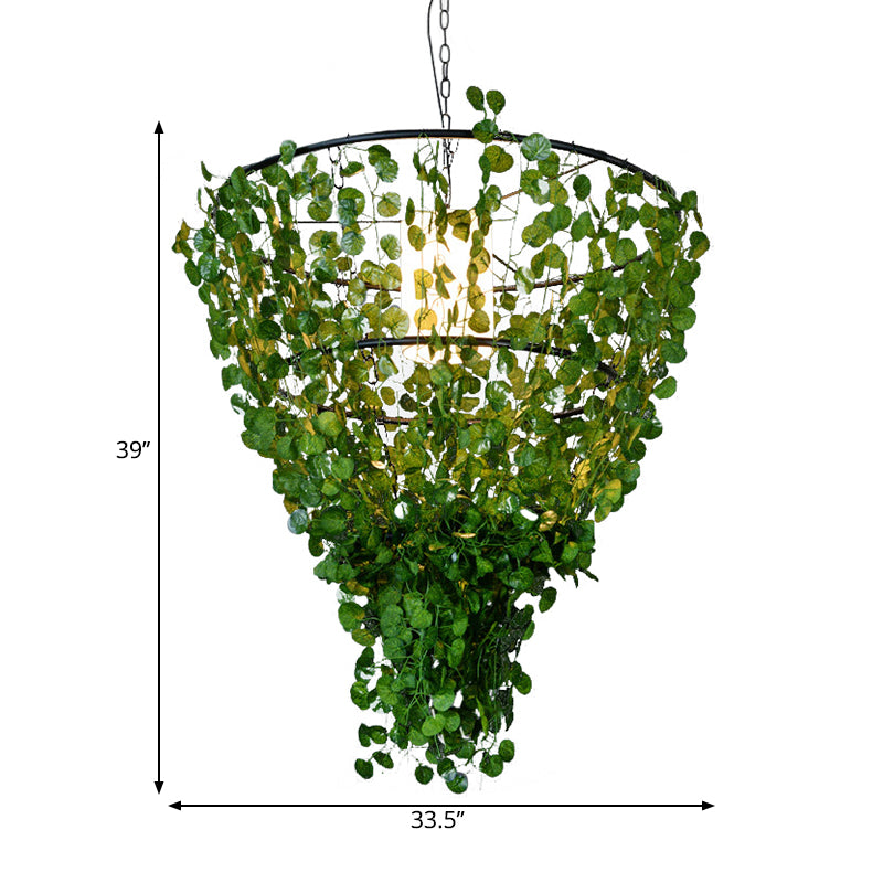 1/3/4-Light Iron Pendant Lamp Rural White/Pink/Purple Plant Cafe Chandelier Lighting with Globe/Wheel/Tapered Cage Clearhalo 'Cast Iron' 'Ceiling Lights' 'Chandeliers' 'Industrial Chandeliers' 'Industrial' 'Metal' 'Middle Century Chandeliers' 'Rustic Chandeliers' 'Tiffany' Lighting' 1909554