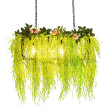 1/3/4-Light Iron Pendant Lamp Rural White/Pink/Purple Plant Cafe Chandelier Lighting with Globe/Wheel/Tapered Cage Light Green Clearhalo 'Cast Iron' 'Ceiling Lights' 'Chandeliers' 'Industrial Chandeliers' 'Industrial' 'Metal' 'Middle Century Chandeliers' 'Rustic Chandeliers' 'Tiffany' Lighting' 1909567