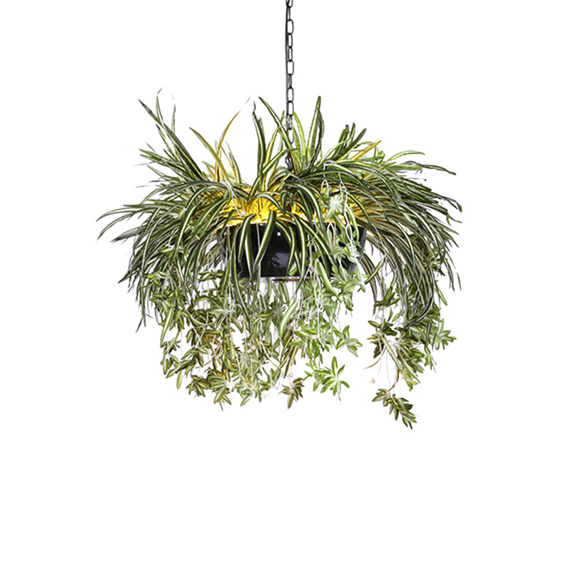Resin Bowl Plant Pendant Light Kit Farmhouse Balcony LED Ceiling Suspension Lamp in Black/White Clearhalo 'Ceiling Lights' 'Industrial Pendants' 'Industrial' 'Middle Century Pendants' 'Pendant Lights' 'Pendants' 'Tiffany' Lighting' 1909665