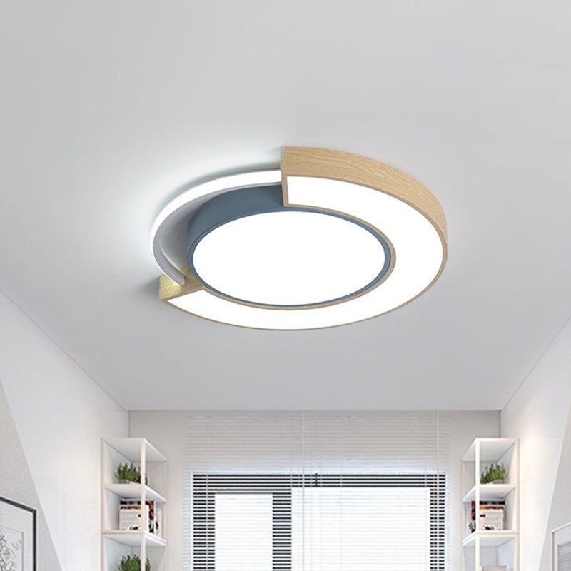 Metal Circular LED Ceiling Lighting Macaron Grey/Green LED Flush Mount Lamp in Warm/White Light, 16.5"/20.5" Width Clearhalo 'Ceiling Lights' 'Close To Ceiling Lights' 'Close to ceiling' 'Flush mount' Lighting' 1909851