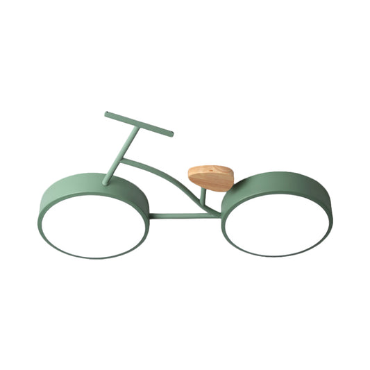 Bicycle Acrylic Ceiling Lamp Cartoon Grey/White/Green LED Semi Flush Mount Lighting in Warm/White Light for Kids Bedroom Clearhalo 'Ceiling Lights' 'Close To Ceiling Lights' 'Close to ceiling' 'Semi-flushmount' Lighting' 1909870