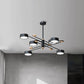 6 Lights Nordic Chandelier Gold/Grey/White-Wood Sputnik Ceiling Hanging Lamp with Acrylic Shade for Living Room Clearhalo 'Ceiling Lights' 'Chandeliers' Lighting' options 1909880