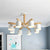 Cylindrical Metal Ceiling Chandelier Nordic 6-Head White/Green/Grey Suspension Lighting with Wood Arm White Clearhalo 'Ceiling Lights' 'Chandeliers' Lighting' options 1909898_336e709c-ebe5-4525-9e30-ed1011f592af