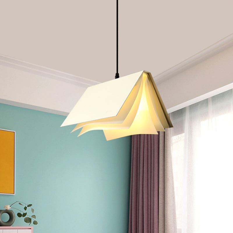 Book Shaped Cafe Pendant Lamp Metal Single-Bulb Macaron Ceiling Hang Light in Blue/Pink/Black Clearhalo 'Ceiling Lights' 'Pendant Lights' 'Pendants' Lighting' 1909936