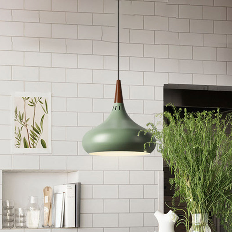 Onion Pendant Lighting Fixture Macaron Aluminum Single Green/White/Gold Hanging Ceiling Light with Vented Socket Clearhalo 'Ceiling Lights' 'Pendant Lights' 'Pendants' Lighting' 1910106