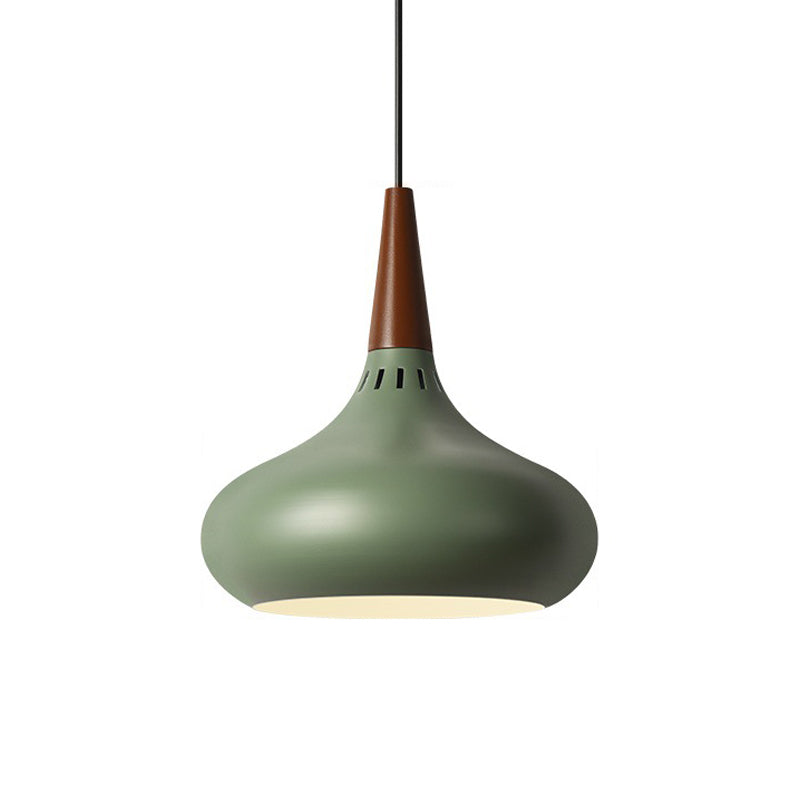 Onion Pendant Lighting Fixture Macaron Aluminum Single Green/White/Gold Hanging Ceiling Light with Vented Socket Clearhalo 'Ceiling Lights' 'Pendant Lights' 'Pendants' Lighting' 1910107