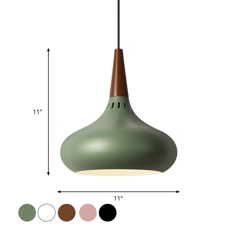 Onion Pendant Lighting Fixture Macaron Aluminum Single Green/White/Gold Hanging Ceiling Light with Vented Socket Clearhalo 'Ceiling Lights' 'Pendant Lights' 'Pendants' Lighting' 1910108