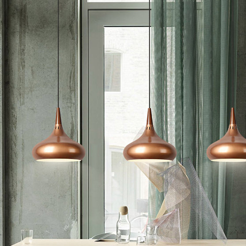 Onion Pendant Lighting Fixture Macaron Aluminum Single Green/White/Gold Hanging Ceiling Light with Vented Socket Clearhalo 'Ceiling Lights' 'Pendant Lights' 'Pendants' Lighting' 1910113