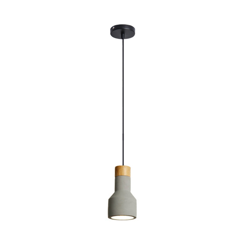 Mini Jar Shaped Cement Drop Pendant Macaron Single Green/Grey/Blue and Wood Pendulum Light for Kitchen Bar Clearhalo 'Ceiling Lights' 'Pendant Lights' 'Pendants' Lighting' 1910259